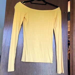 hollister yellow tight off the shoulder shirt